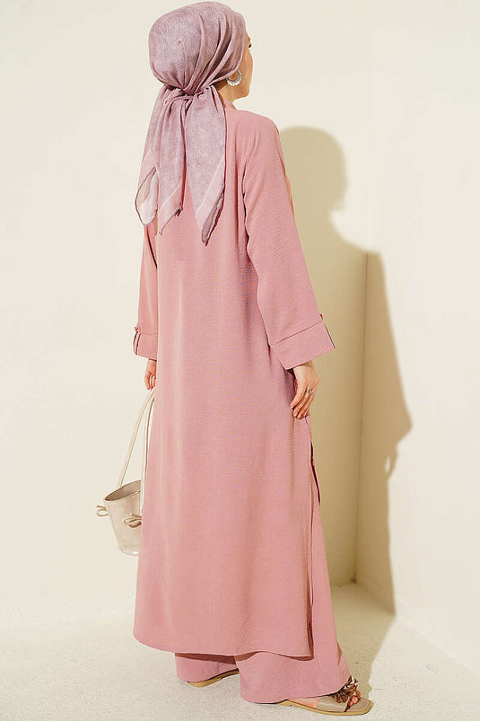 Ensemble Deux Pièces Rose Mauve À Boutons