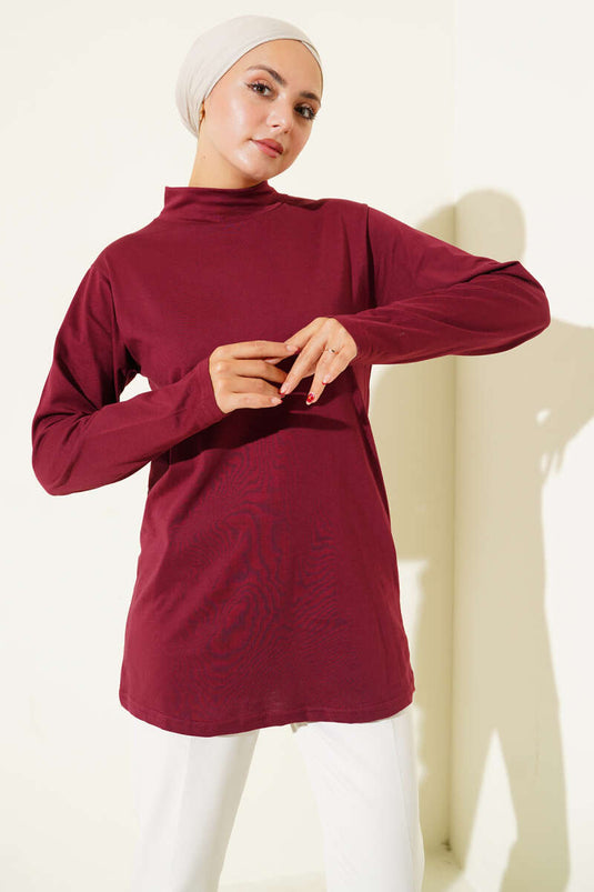 Bodysuit met halve halslijn, bordeauxrood