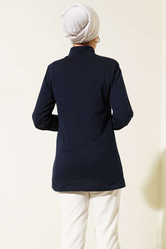 Body a mezza scollatura blu navy