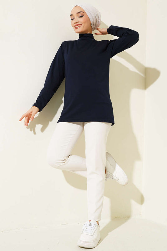 Body a mezza scollatura blu navy