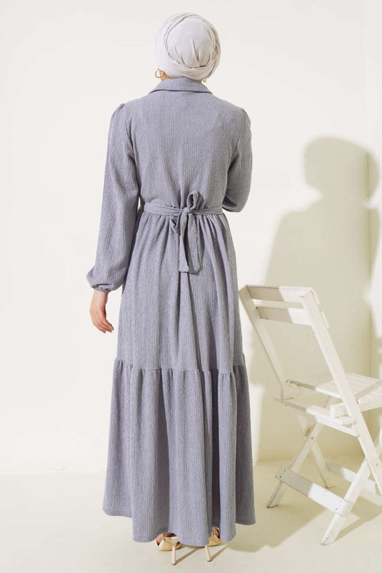 Robe portefeuille demi-bouton gris