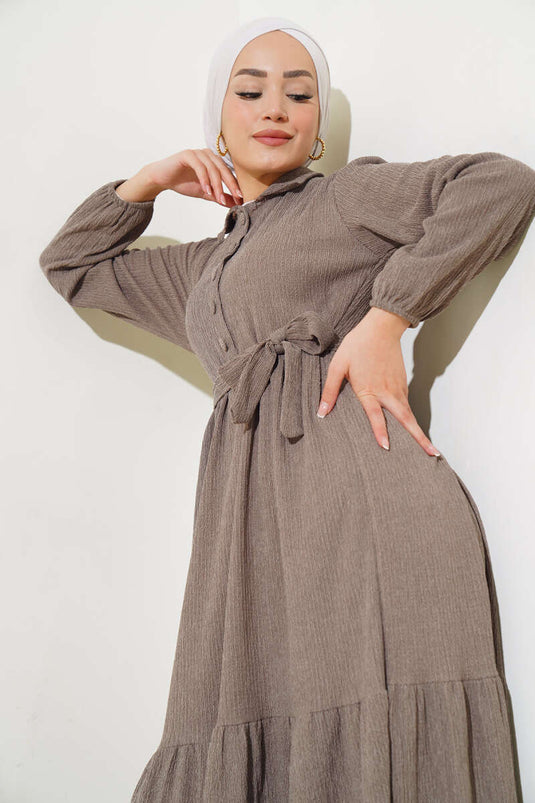 Robe Enveloppée Demi Boutons Vison