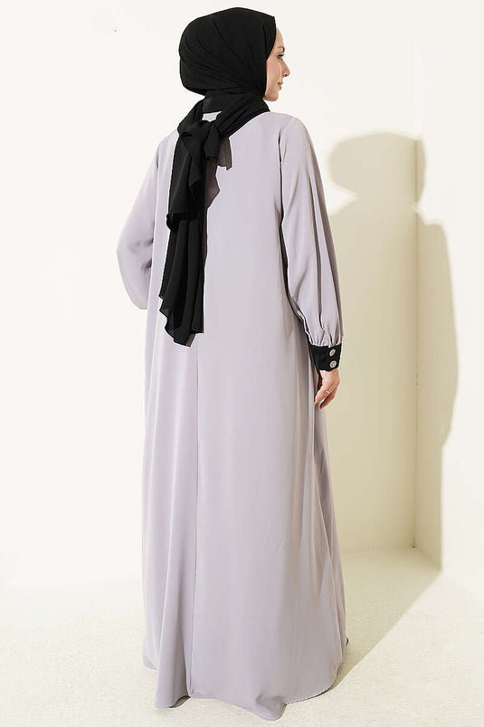 Halbknopf Kleid Mit Blumenmuster In Grau