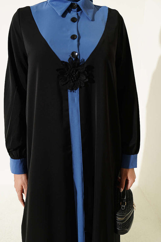 Halbknopf Kleid Mit Blumenmuster In Blau