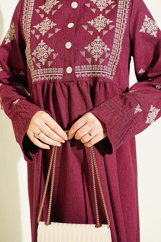 Robe Ethnique Mi-Longue À Boutons En Mûrdum