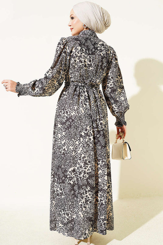 Robe Gipe À Mi-Boutons Noire