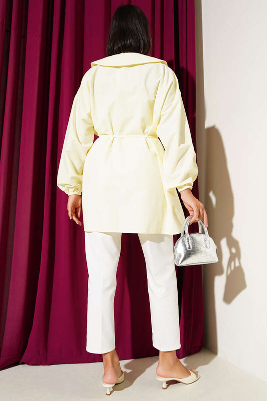 Halbgeknöpfte gerippte Tunika Lime