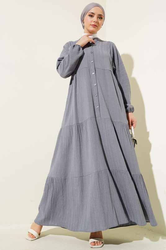 Robe grise à demi-patte de boutonnage superposée