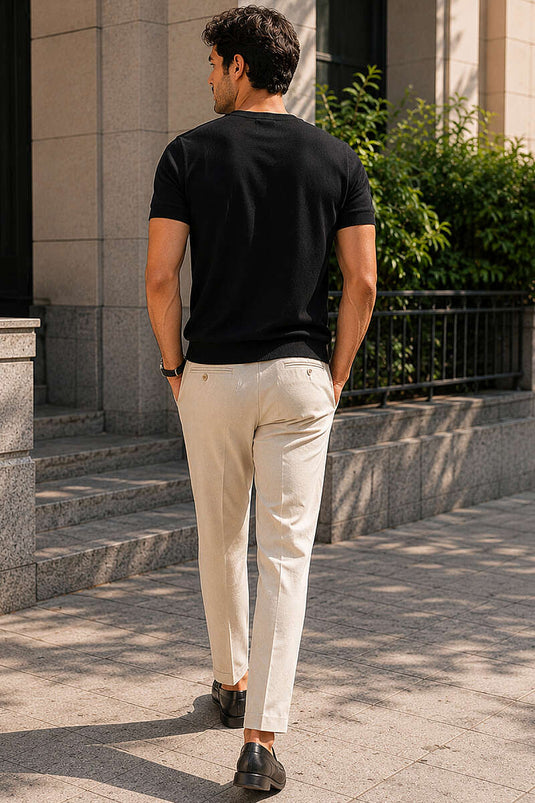 T-shirt en tricot pour homme à demi-boutons noir