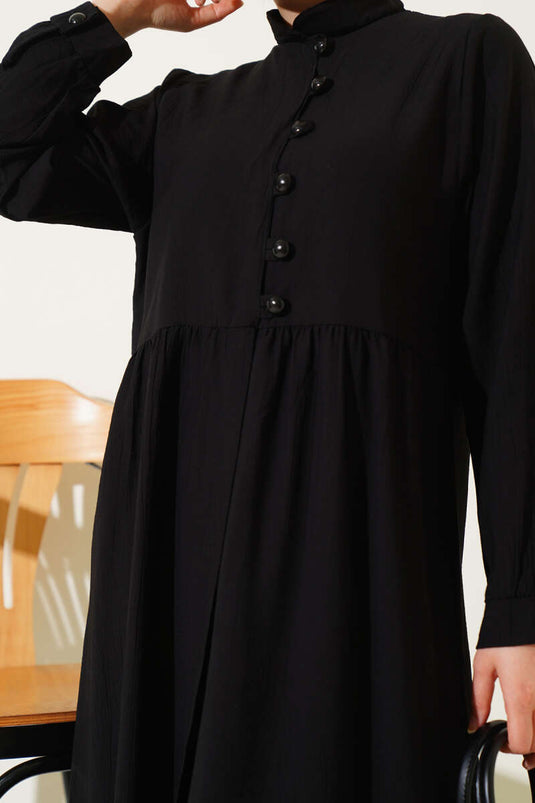 Half Buttoned Long Two Piece Suit Black