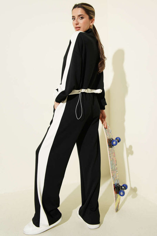 Half-Zip Fleece Two-Piece Set Black