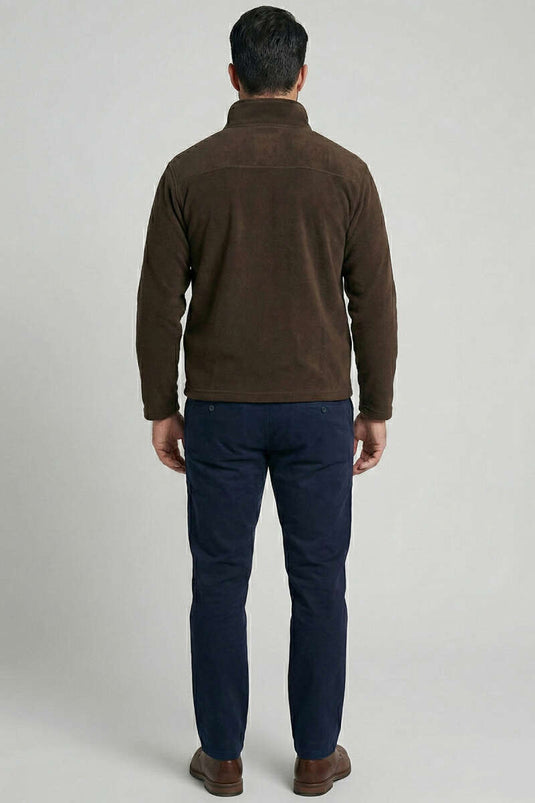 سويت شيرت رجالي من الصوف بنصف سحاب بلون القهوة