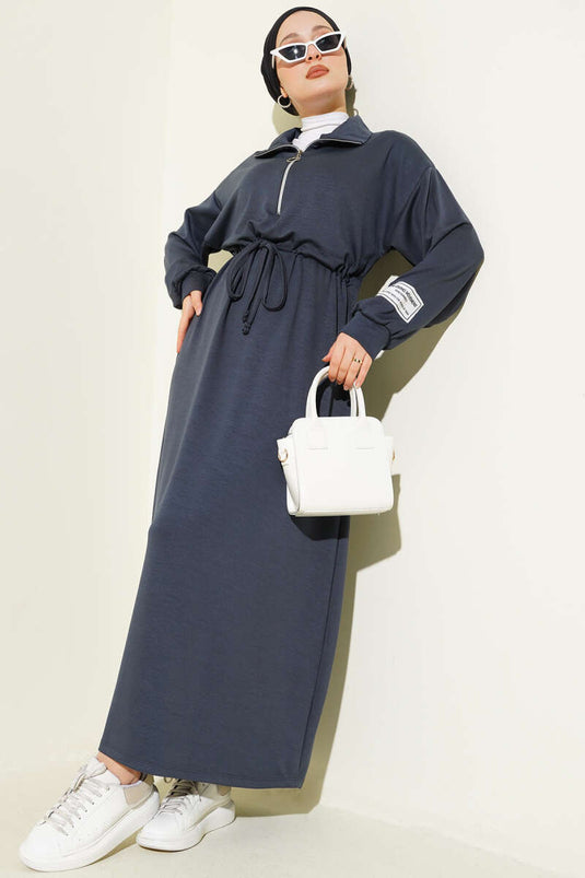 Robe Loisha ornée d'un demi-zip, gris fumé