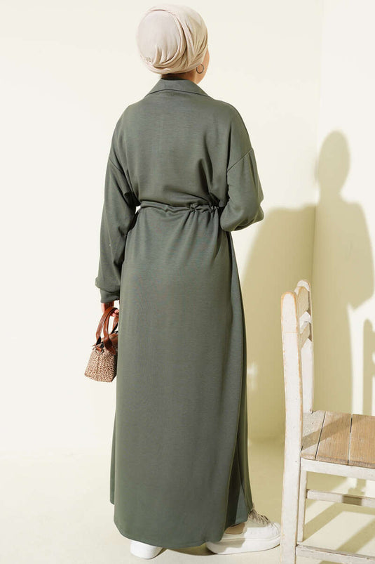 Robe Loisha ornée à demi-zip, kaki