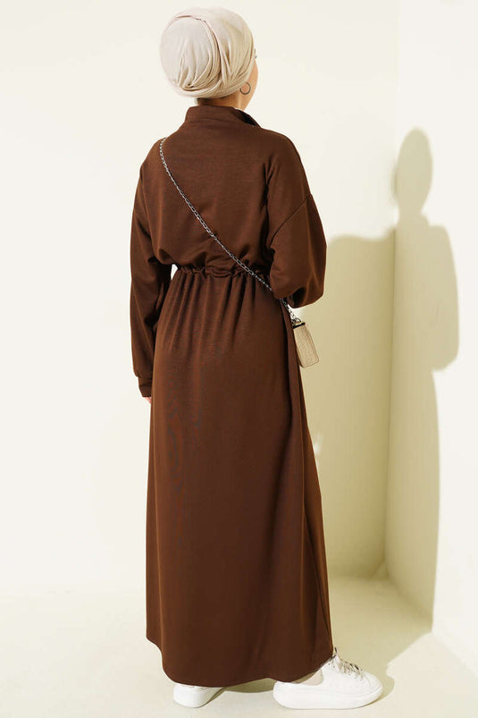 Robe Loisha ornée d'un demi-zip, marron