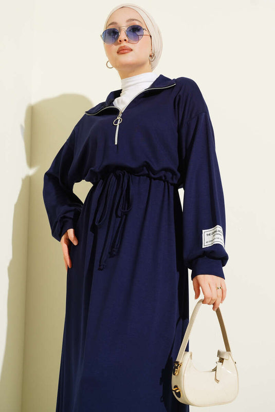 Robe Loisha ornée d'un demi-zip, bleu marine