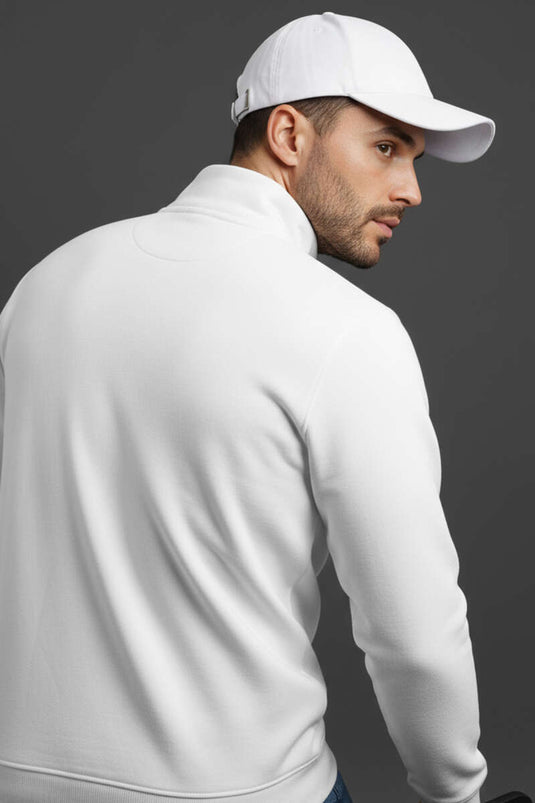 Sweat-shirt homme à demi-zip, écru