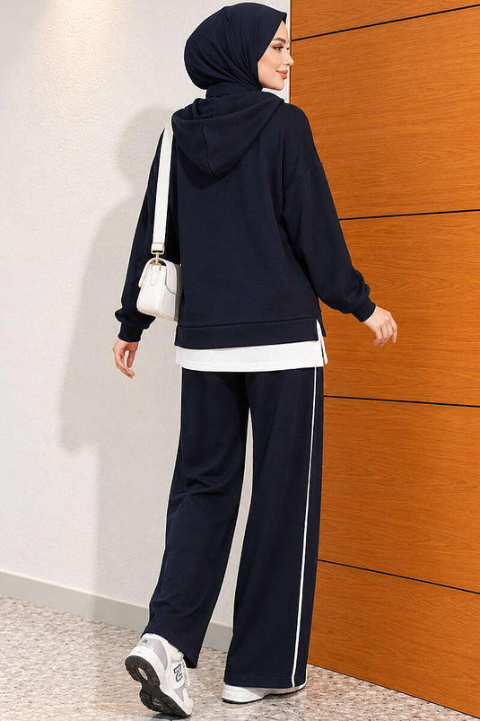 Hoodie Met Halve Rits In Navyblauw