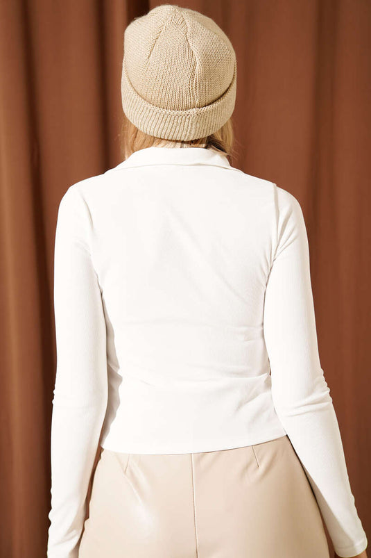 Blusa corsé con media cremallera blanca