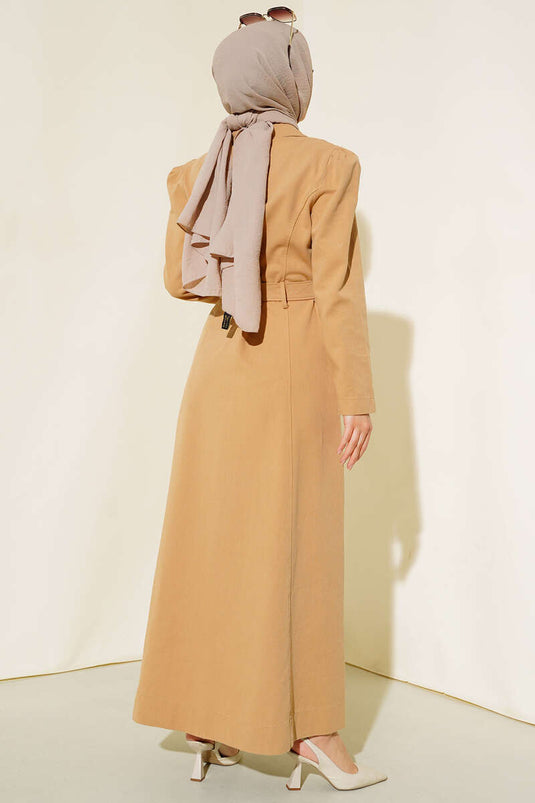 Abito con cintura e mezza cerniera Latte