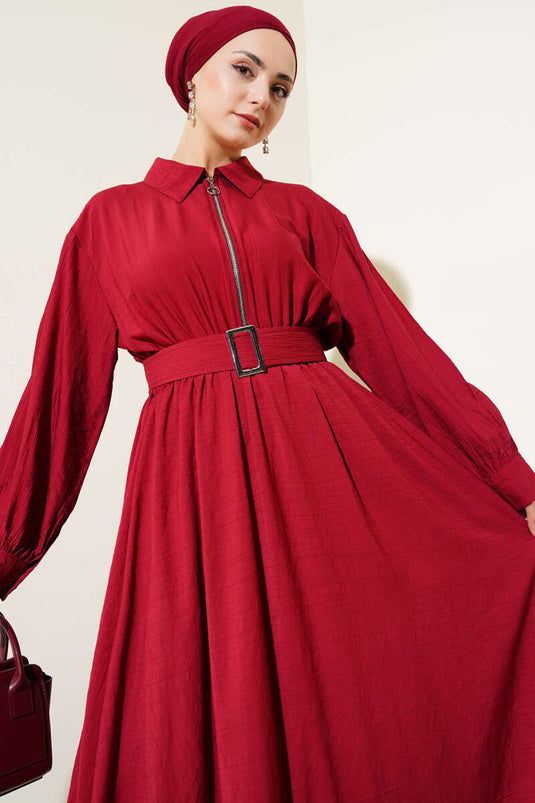 Abito Mevlana con mezza cerniera, rosso bordeaux