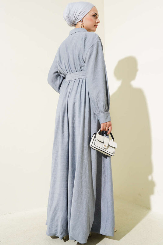 Mevlana-Kleid mit halbem Reißverschluss in Grau