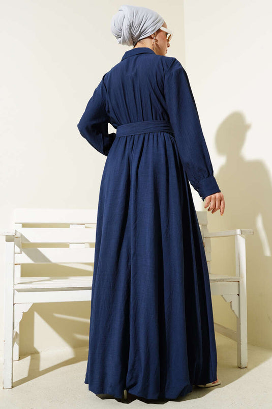 Robe Mevlana à demi-fermeture éclair bleu marine