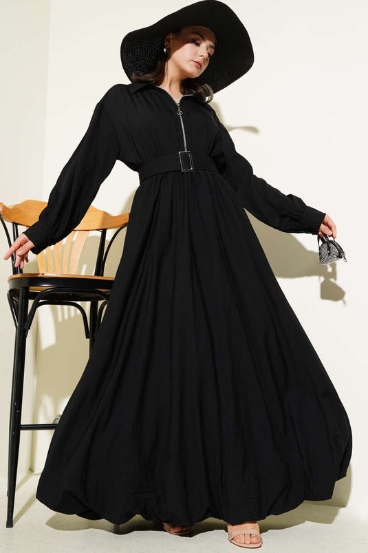 فستان مولانا نصف سحاب أسود