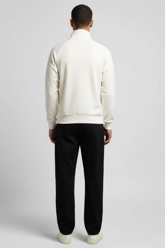 Yarım Fermuarlı Scuba Erkek Sweatshirt Ekru