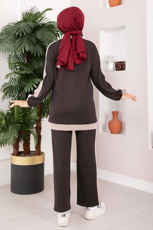 Completo Sportivo Due Pezzi Con Mezza Zip In Grigio Fumo