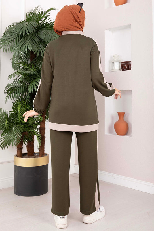 Completo Sportivo Due Pezzi Con Mezza Zip Khaki
