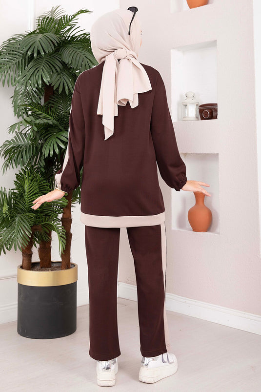 Completo Sportivo Due Pezzi Con Mezza Zip Caffè