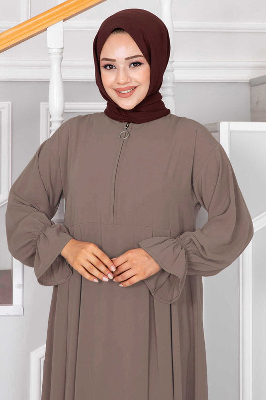 Robe Voile Demi-Zip Vison