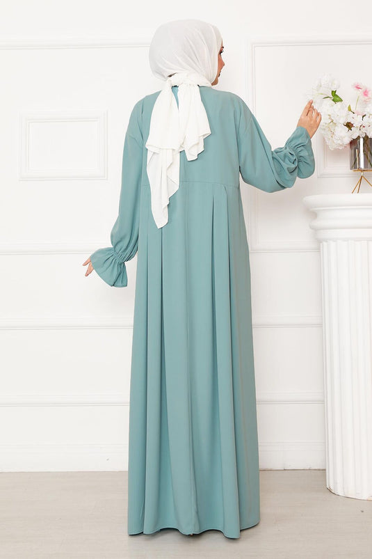 Half Zipper Modest Dress Mint