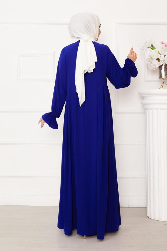 Half Zipper Hijab Dress Saxe