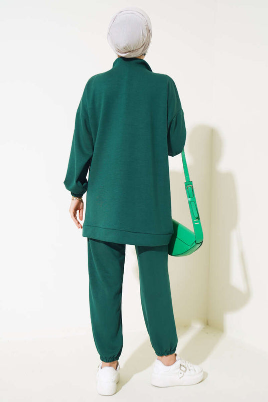 Ensemble double Loyşa à demi-fermeture éclair Émeraude