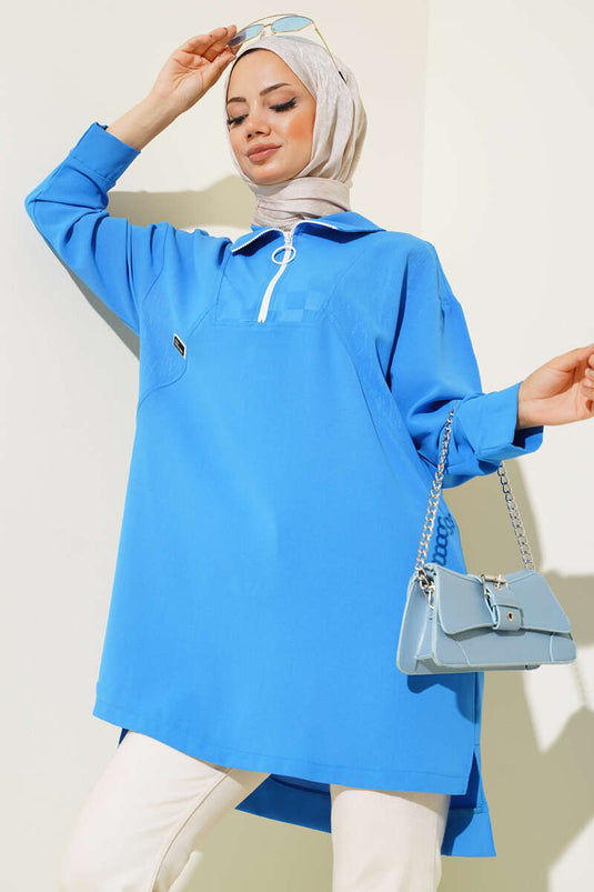 Tunique Demi-Zip Bleue