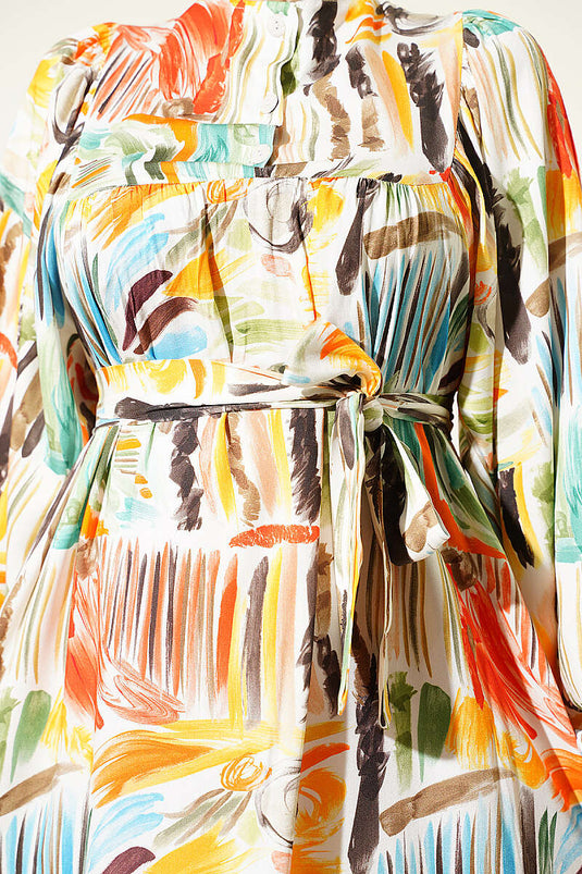 Half Patroon Oranje Jurk