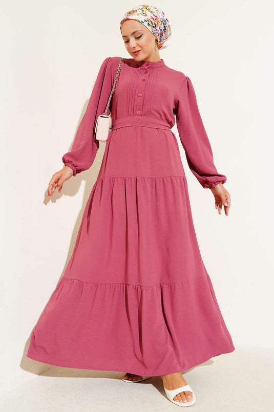 فستان نصف مطوي بأزرار - داستي روز