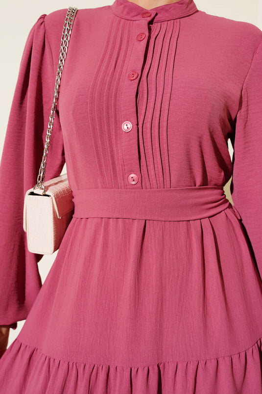 فستان نصف مطوي بأزرار - داستي روز