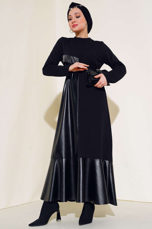 Robe Chaîne Demi-Cuir Noir