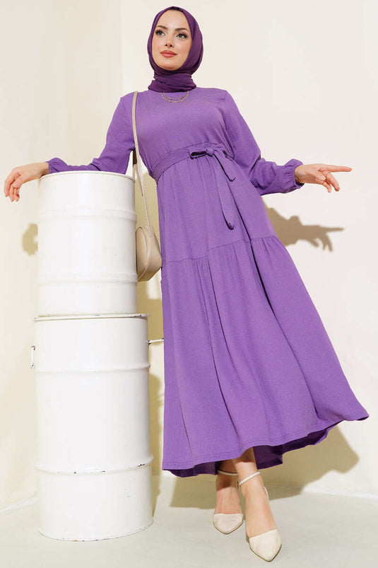 Crêpe gelaagde jurk lila