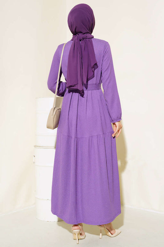 Crêpe gelaagde jurk lila