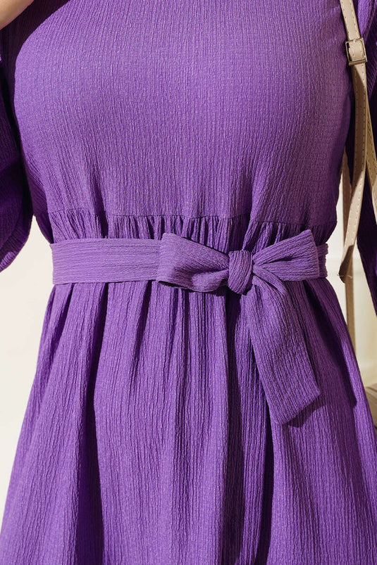 Crêpe gelaagde jurk lila