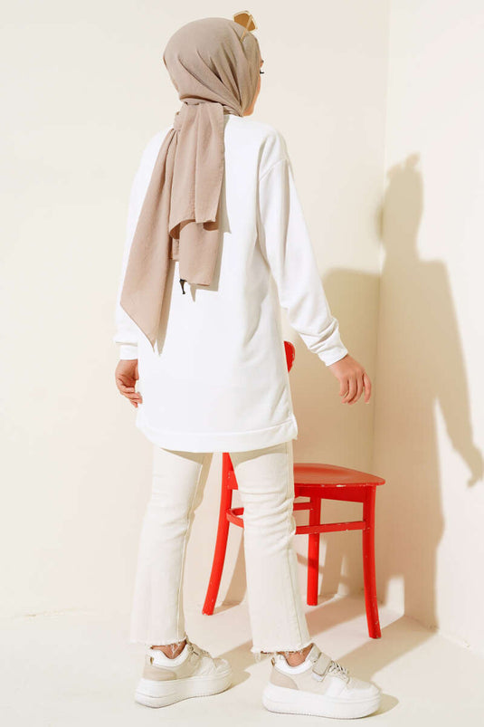 Yazı Baskı Armalı Tunik Beyaz