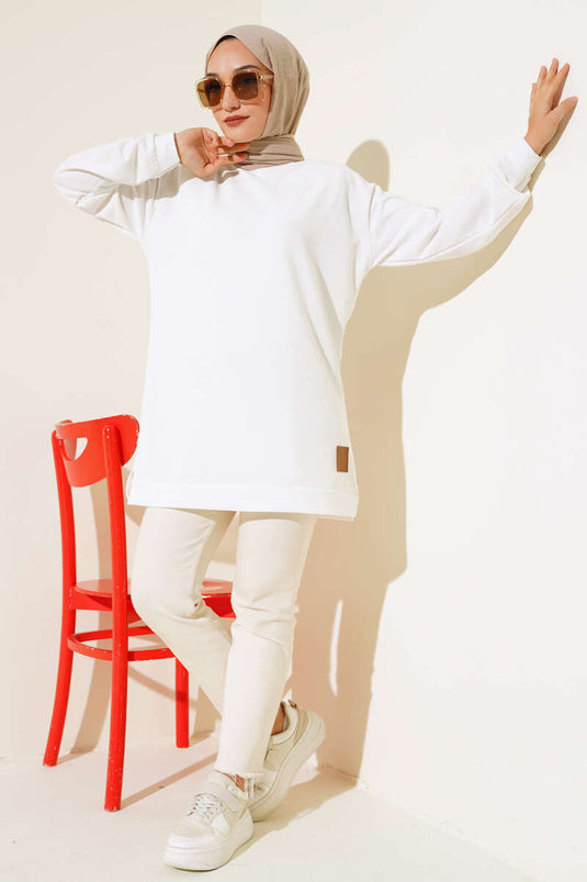 Yazı Baskı Armalı Tunik Beyaz