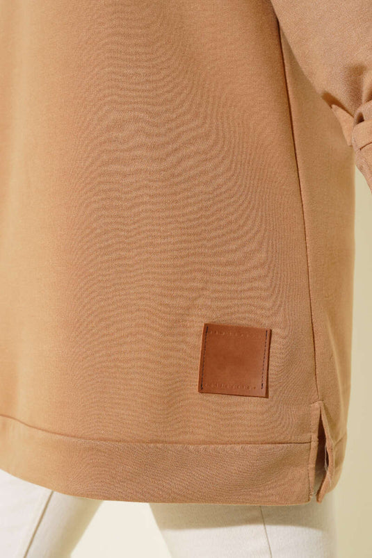 Yazı Baskı Armalı Tunik Camel