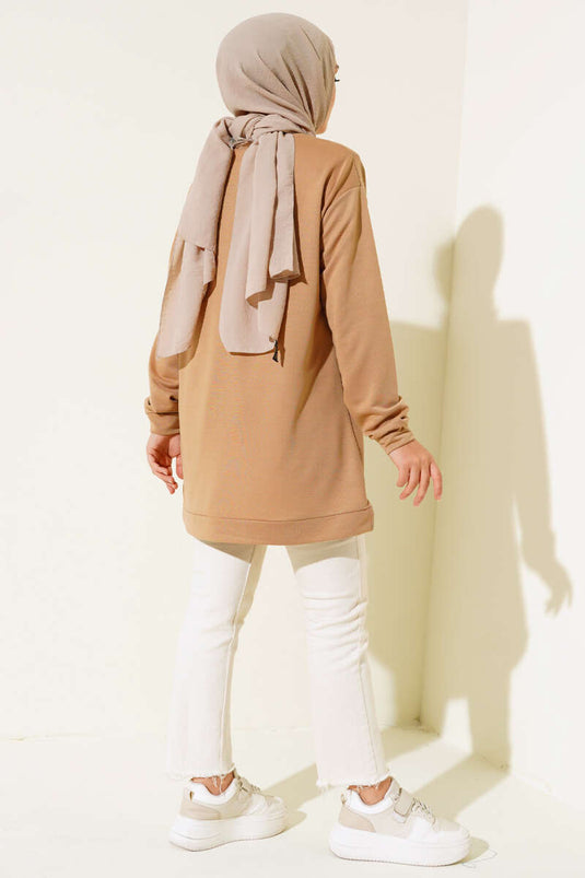 Yazı Baskı Armalı Tunik Camel