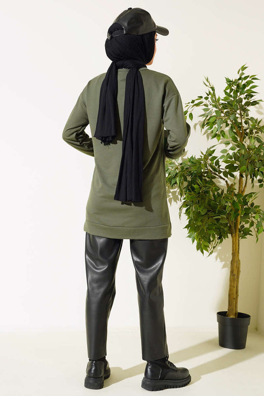 Yazı Baskı Armalı Tunik Haki