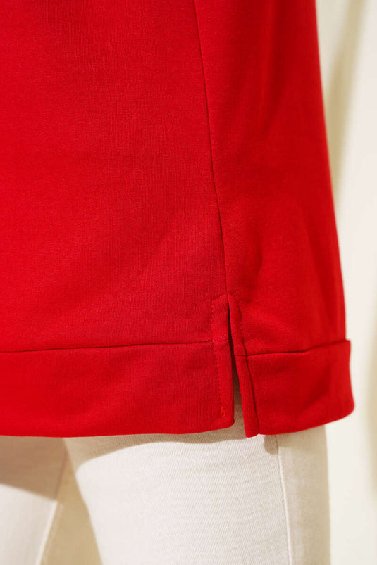 Rote Bedruckte Bestickte Tunika